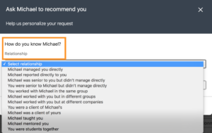 how to request a recommendation on linkedin