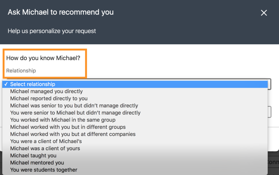 how to request a recommendation on linkedin
