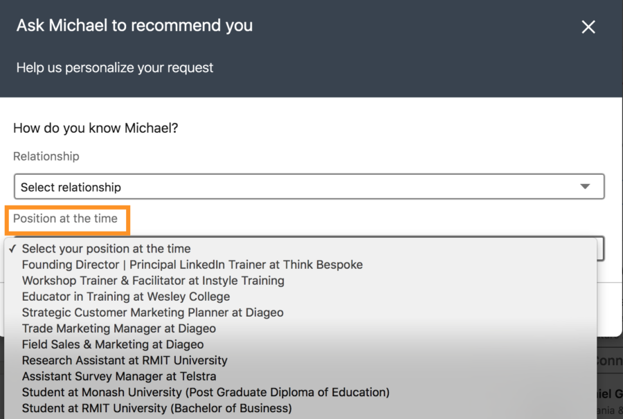 how to request recommendations on linkedin