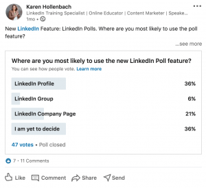 how to access and use the linkedin poll feature
