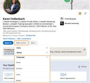 how to add the featured section to linkedin profile